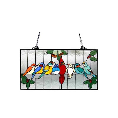 Chloe Tiffany Style Gathering Bird Design Window Panel