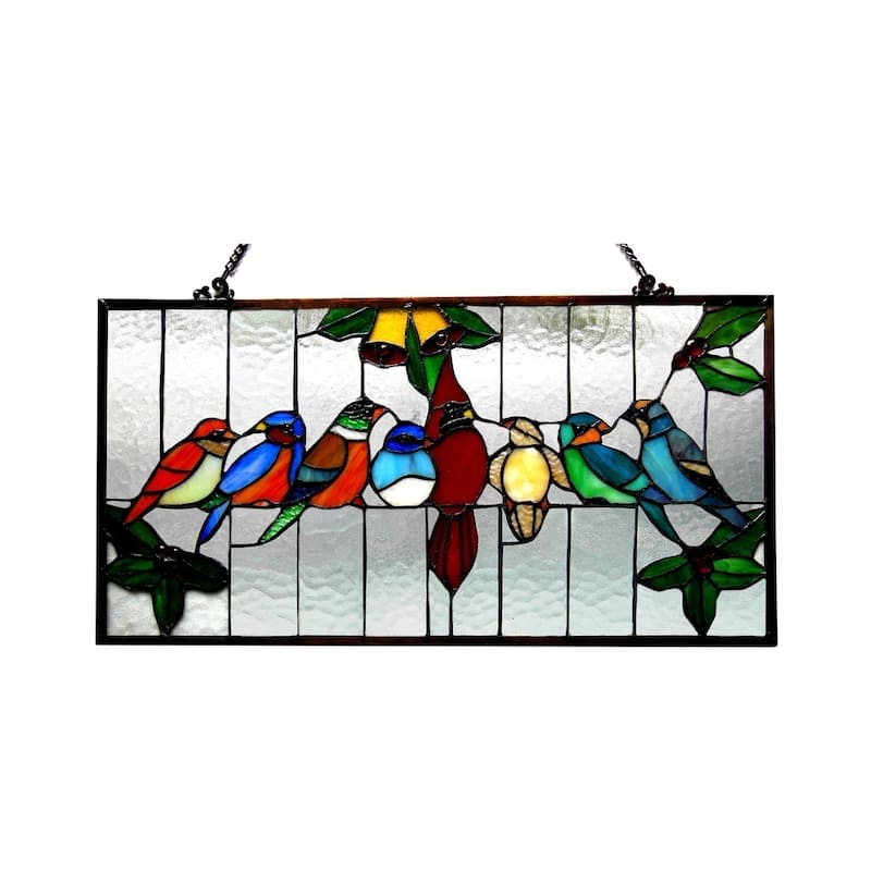Chloe Tiffany Style Gathering Bird Design Window Panel