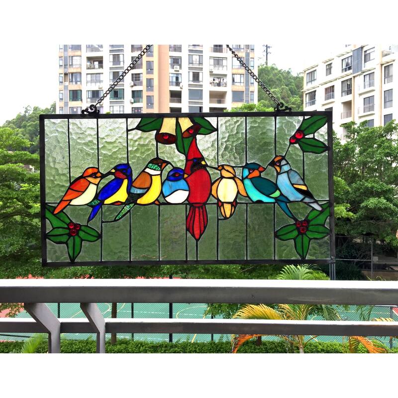 Chloe Tiffany Style Gathering Bird Design Window Panel