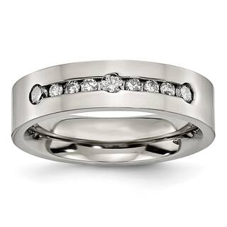 Chisel Men S Wedding Bands Groom Rings For Less Chisel Anium Polished 1 2ct Tdw Diamond 6mm Band