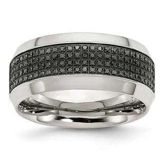 Chisel Men S Wedding Bands Groom Rings Online At Chisel Stainless Steel Polished 1 3ct Tdw Diamond 10mm Band
