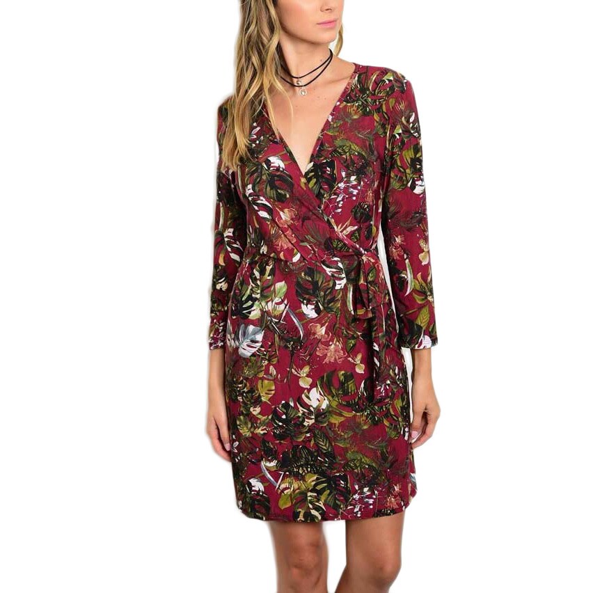 polyester spandex wrap dress