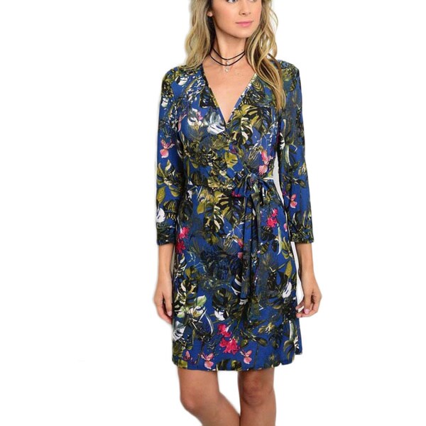 polyester spandex wrap dress