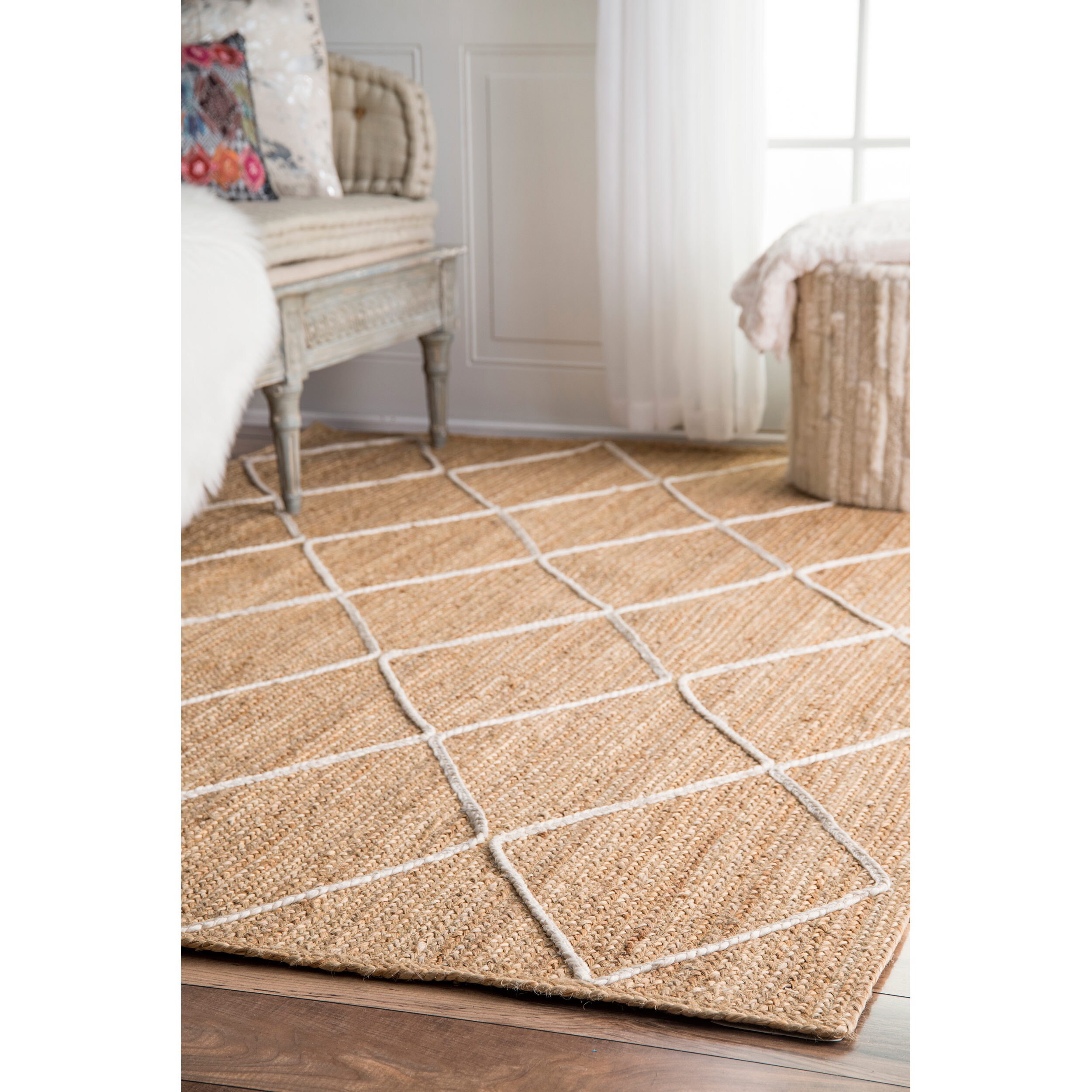 Shop nuLOOM Handmade Natural Fiber Braided Trellis Jute Natural Rug (8