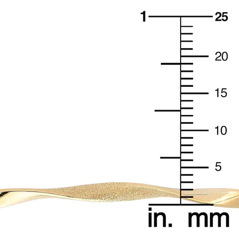 Fremada Italian 14k Gold Sandblast and High Polish Twisted Bangle Bracelet