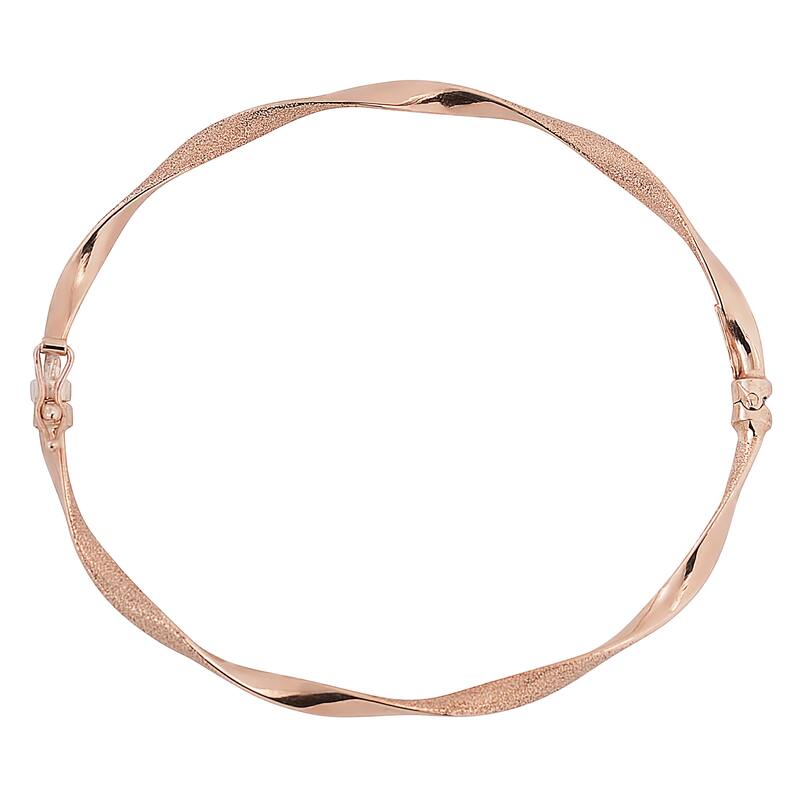 Fremada Italian 14k Gold Sandblast and High Polish Twisted Bangle Bracelet