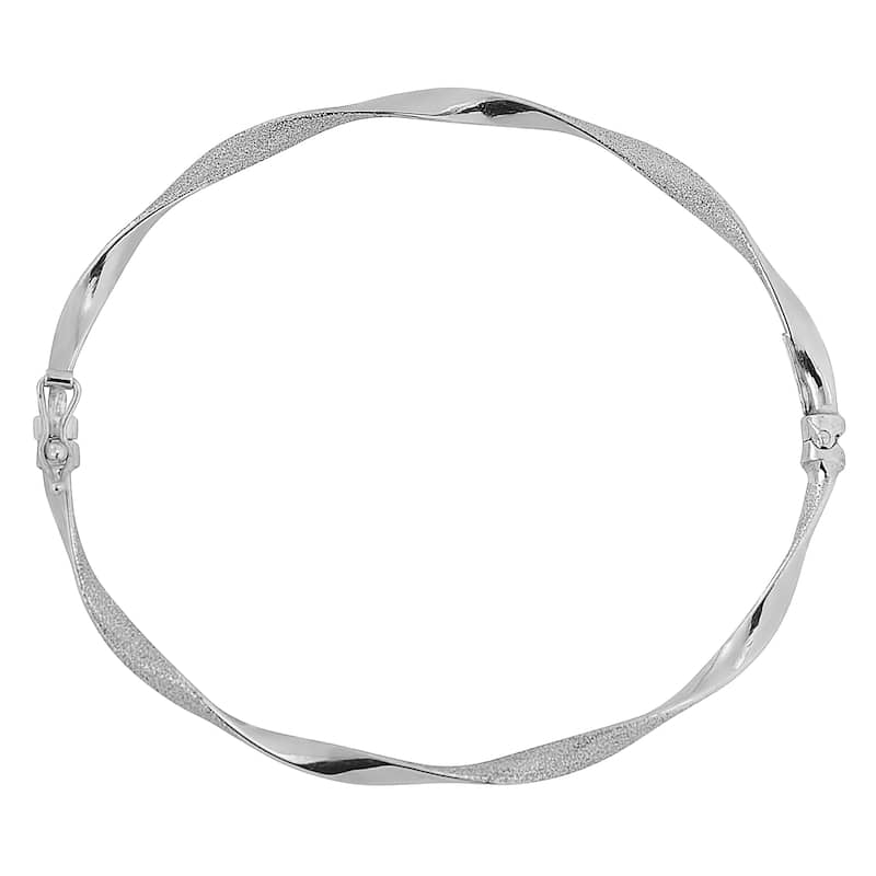 Fremada Italian 14k Gold Sandblast and High Polish Twisted Bangle Bracelet