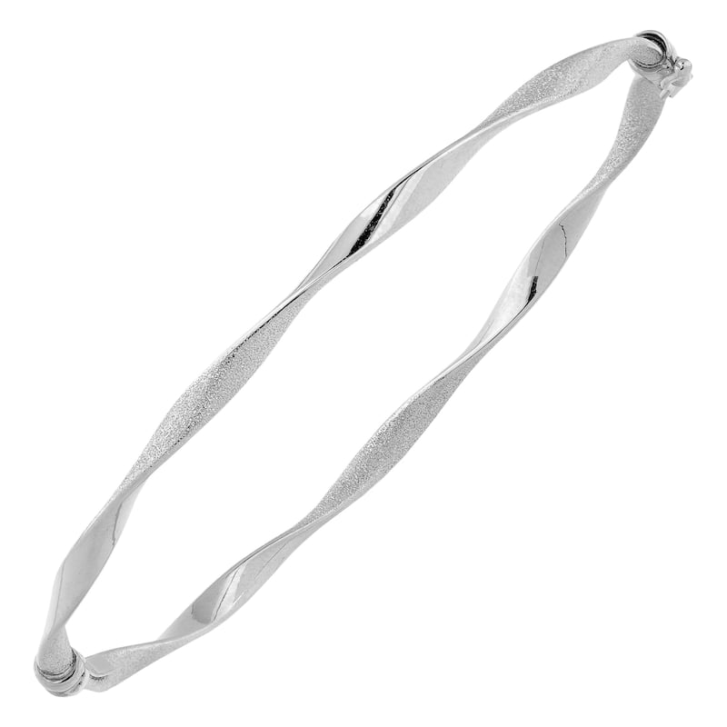 Fremada Italian 14k Gold Sandblast and High Polish Twisted Bangle Bracelet