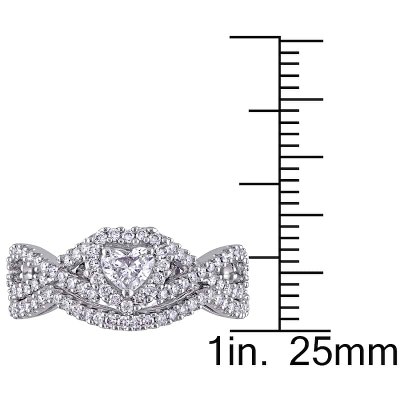3/4ct TDW Blue and White Diamond Heart Infinity Bridal Ring Set in 14k White Gold by The Miadora Signature Collection