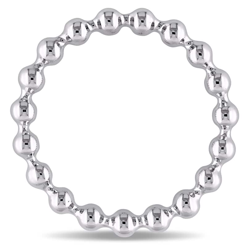 Miadora 14k White Gold Beaded Wedding Band