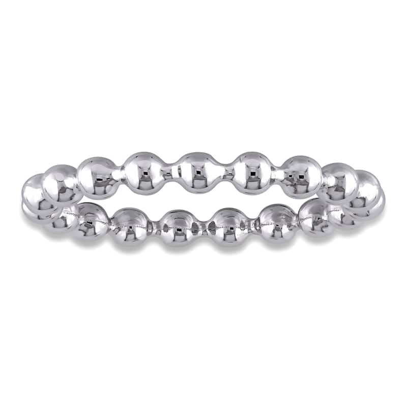 Miadora 14k White Gold Beaded Wedding Band - 4.5