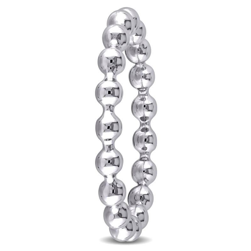 Miadora 14k White Gold Beaded Wedding Band