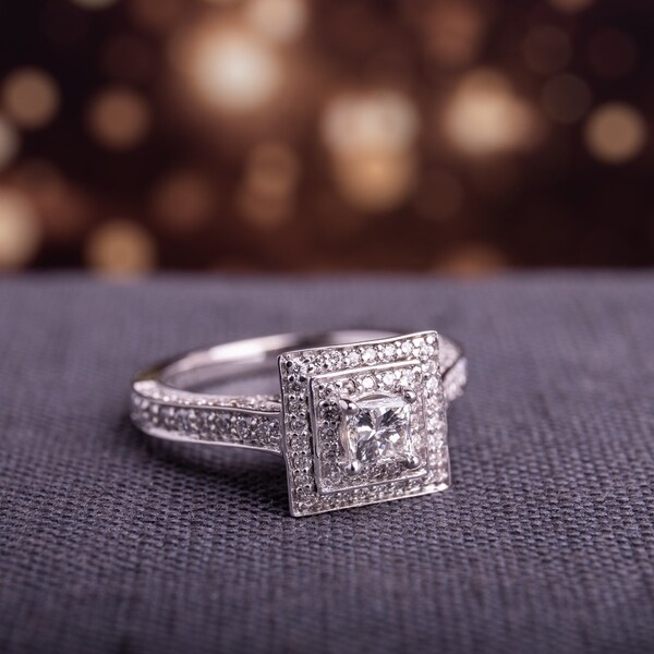 Shop 1-1/4ct TDW Princess and Round Diamond Square Double ...