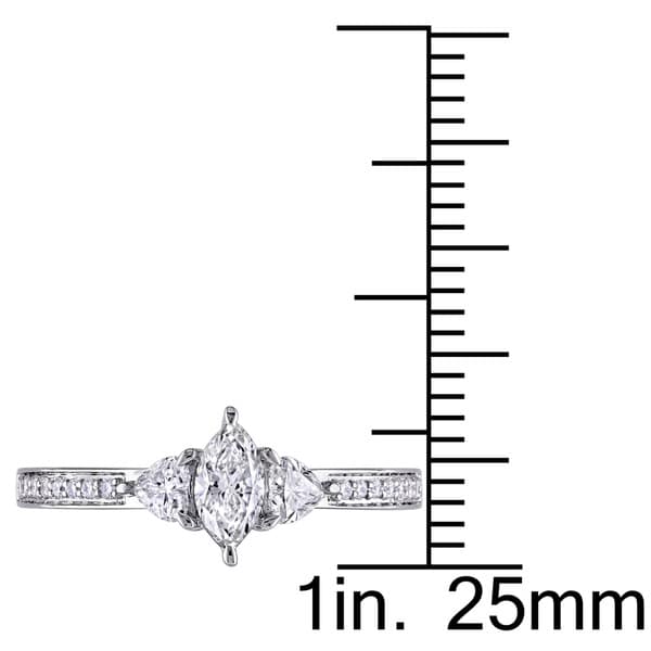 Miadora Signature Collection 14k White Gold 5/8ct TDW Marquise and Heart-Cut Diamond 3-stone Engagement Ring
