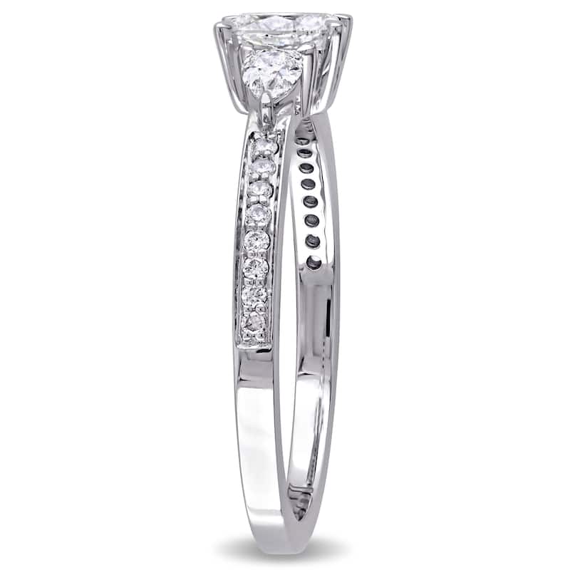 5/8ct TDW Oval Pear and Round-Cut Diamond Engagement Ring in 14k White Gold by The Miadora Signature