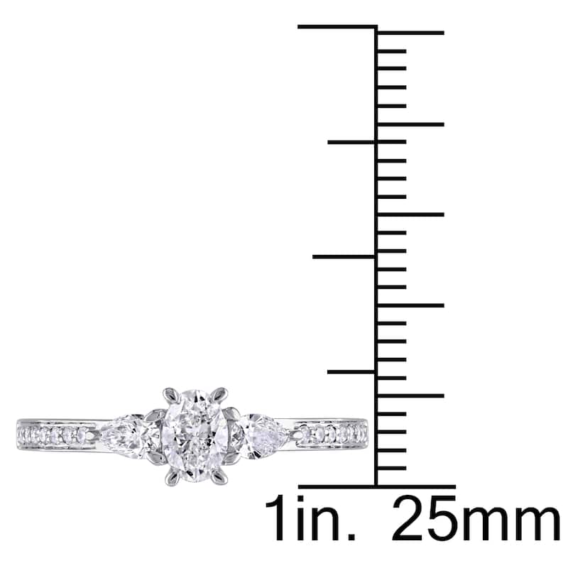 5/8ct TDW Oval Pear and Round-Cut Diamond Engagement Ring in 14k White Gold by The Miadora Signature