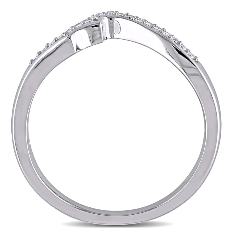 Miadora Diamond Accent Contour Wedding Band in Sterling Silver - White