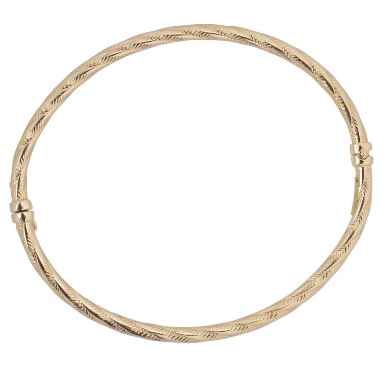 Fremada Italian 14k Yellow Gold 3-mm High Polish and Diamond-cut Finished Bangle Bracelet