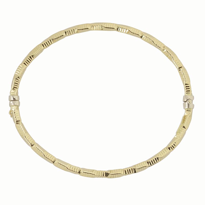 Fremada Italian 14k Yellow Gold 3-mm Diamond-Cut Finished Bangle Bracelet