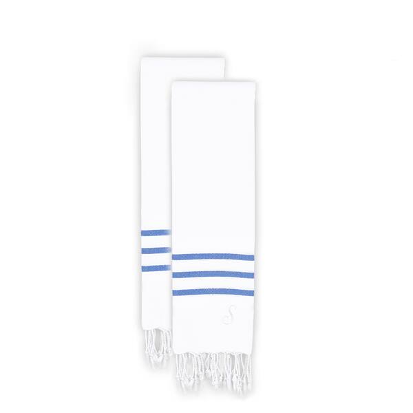 Kitchen Hand Towel 16x27 White W Blue Stripe