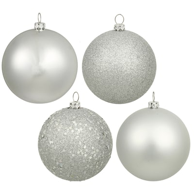 Silver Plastic 2.4-inch Ball Ornaments with Assorted Finishes (Pack of 24)