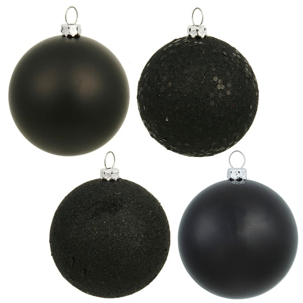 slide 1 of 1, Black Assorted Finish 3-inch Ornaments (Case of 16)