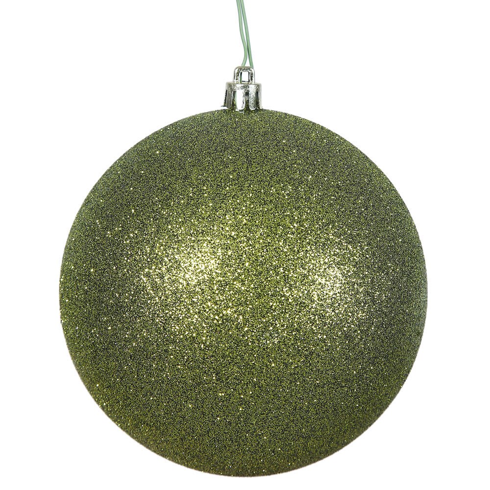 Olive Green Plastic 3inch Glitter Ball Ornament (Pack of