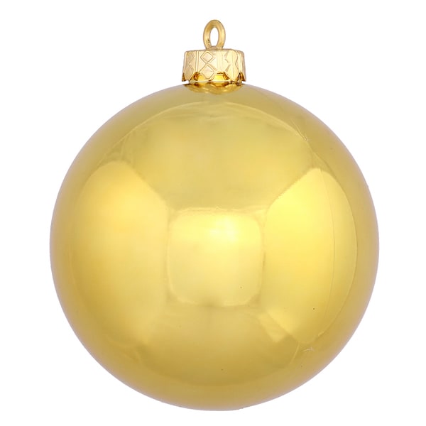 Gold 4-inch Shiny Ball Ornaments (Pack of 6) - Overstock - 12707836