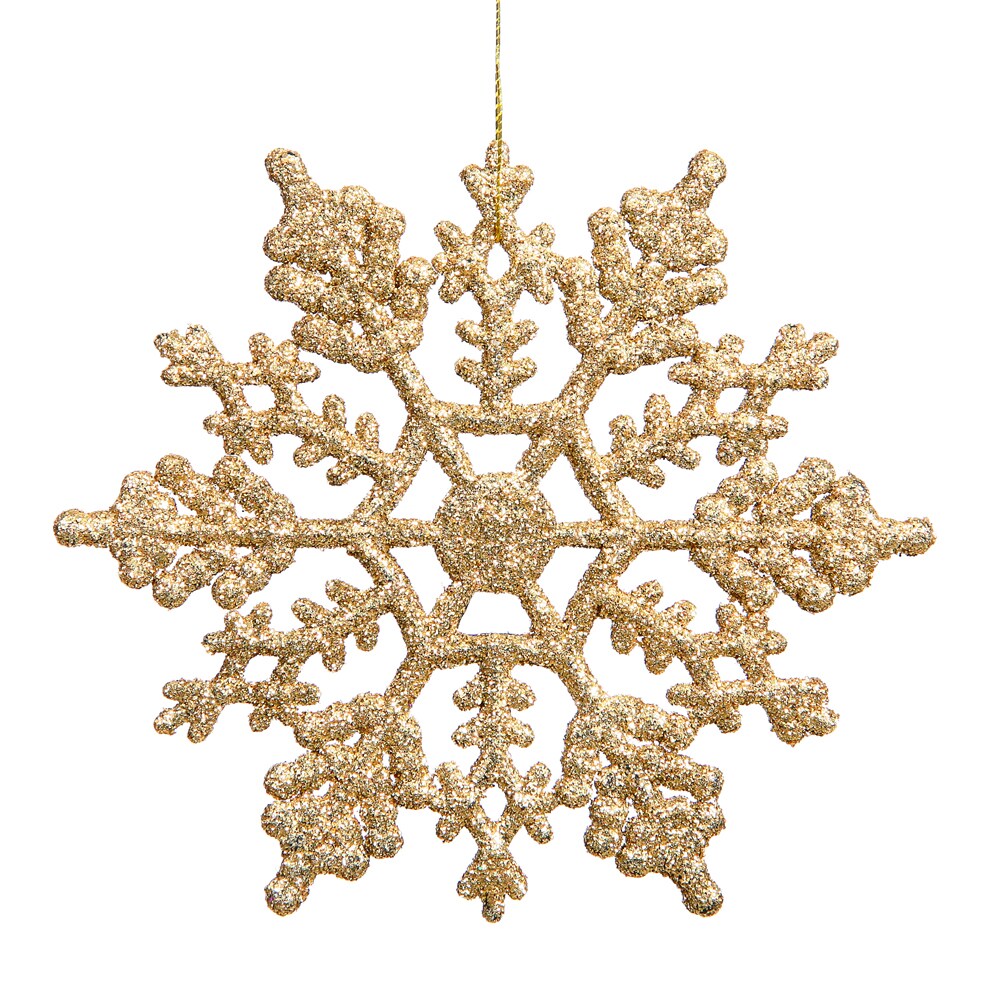 Gold 4-inch Glitter Snowflake Ornament (Pack of 24)