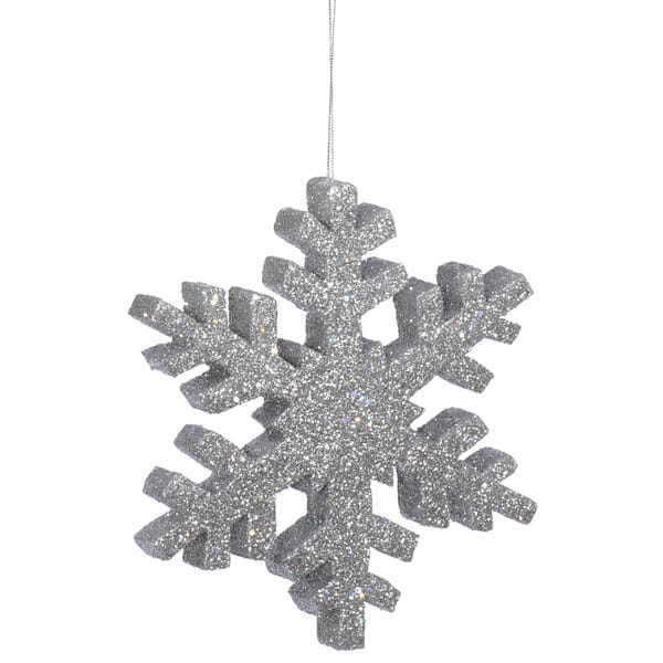 Silver Glitter Plastic Snowflakes