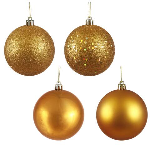 Antique Gold Plastic 3-inch Assorted Ornaments (Pack of 16)