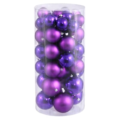 Purple Plastic 1.5-inch/2-inch Shiny/Matte Ball Ornaments (Case of 50)