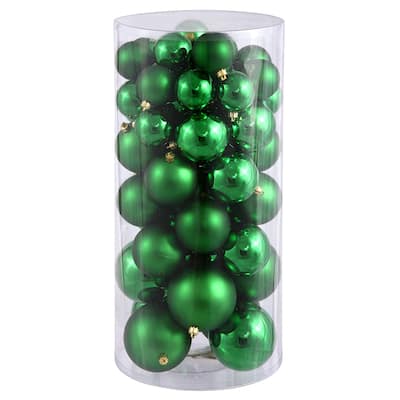 Green Plastic Shiny/Matte Ball Ornaments (Pack of 50)