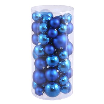 Blue 1.5-inch and 2-inch Shiny and Matte Ball Ornaments (Case of 50)