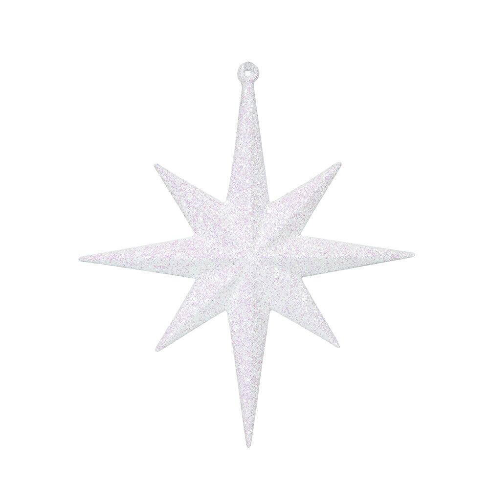 White Glitter Plastic 8-inch Bethlehem Star Ornament (Pack of 4)