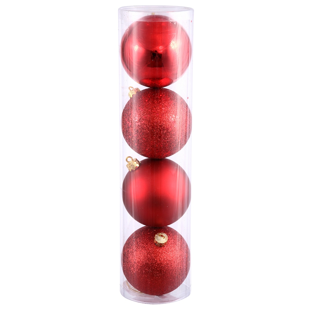 Red Plastic 4.75inch Ball Ornaments with Assorted Finishes eBay