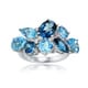 preview thumbnail 1 of 1, Glitzy Rocks Sterling Silver London Blue, Swiss Blue and White Topaz Cluster Ring 10