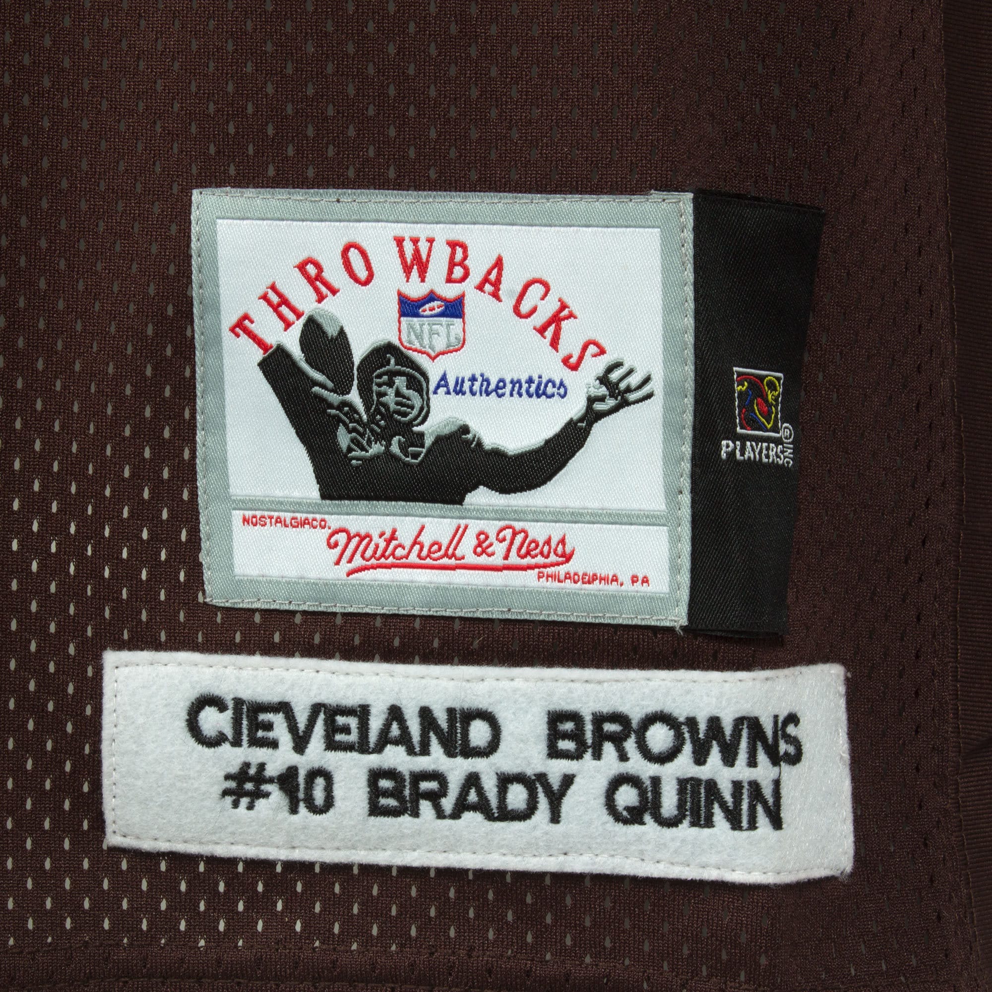 10 BRADY QUINN Cleveland Browns NFL QB Brown Mint Throwback Jersey