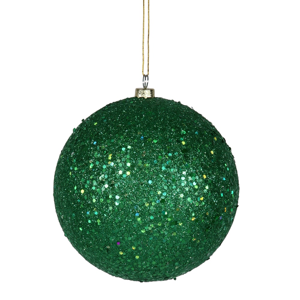 Green Plastic 6-inch Sequin Ball Ornament (Pack of 4)