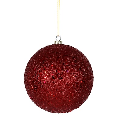 Red Sequin 6-inch Ball Ornament (Pack of 4)