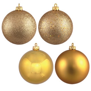Gold Plastic 8-inch 4-finish Assorted Ornaments (Pack of 4)