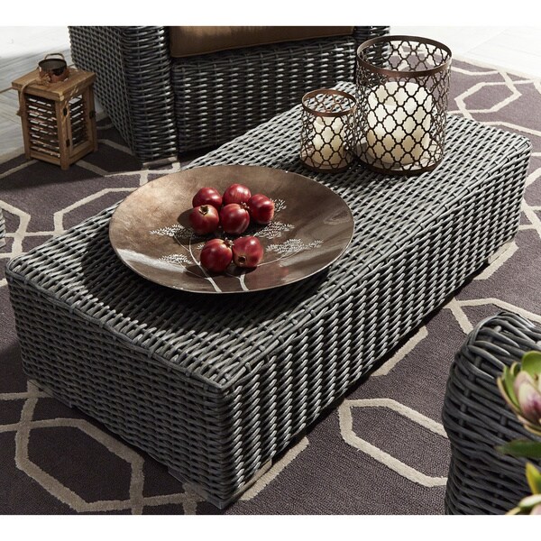 Barbados Wicker Patio Cushioned Rectangular Coffee Table Barbados Wicker Patio Cushioned Rectangular Coffee Table Ottoman By Inspire Q Oasis