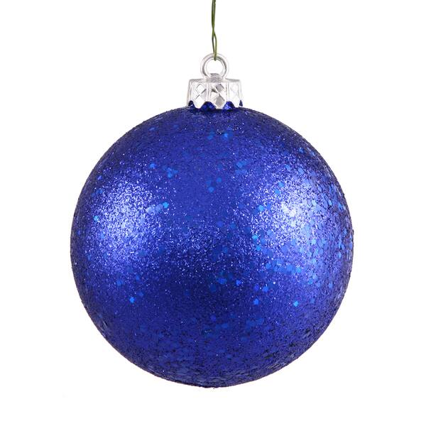 Cobalt Blue Sequin 6-inch Ball Ornaments (Pack of 4) - Overstock - 12709888