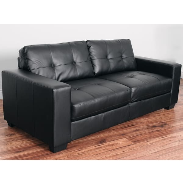 CorLiving Tufted Bonded Leather Sofa Overstock 12710353