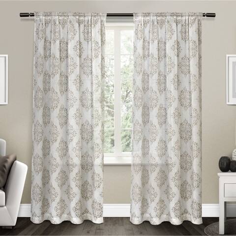 ATI Home Nagano Belgian Linen Sheer Rod Pocket Top Curtain Panel Pair