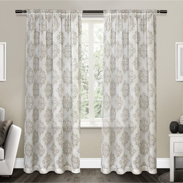 slide 2 of 23, ATI Home Nagano Belgian Linen Sheer Rod Pocket Top Curtain Panel Pair 54X108 - Taupe