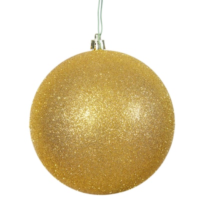 Gold Plastic 12-inch Glitter Ball Ornament - 12"