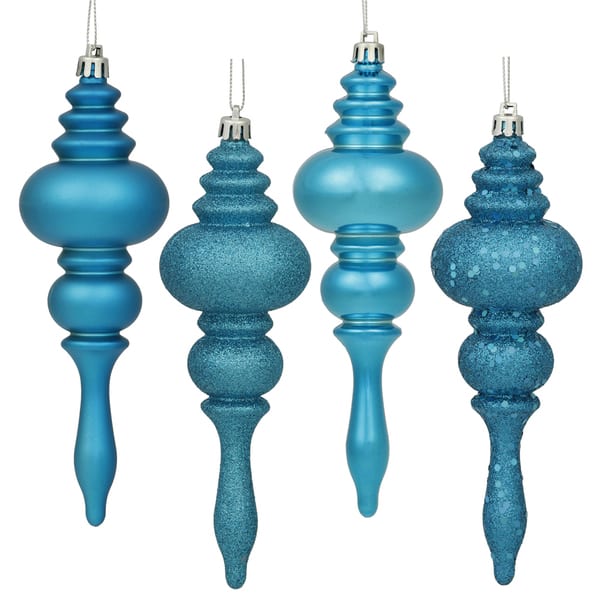 slide 1 of 1, Turquoise 4-finish 7-inch Assorted Finial Ornaments (Pack of 8)
