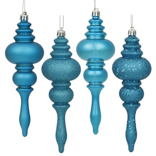 Turquoise 4-finish 7-inch Assorted Finial Ornaments (Pack of 8)