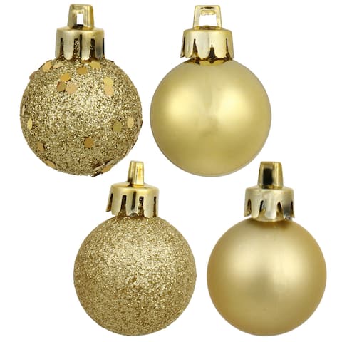 96ct Vegas Gold Shatterproof 4-Finish Christmas Ball Ornaments 1.5" (40mm)